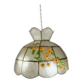 Capiz shell pendant light with flowers