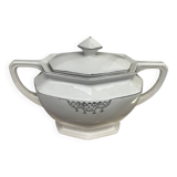 Art Deco sugar bowl circa 1930-40 Czechoslovakian porcelain - Silver trim