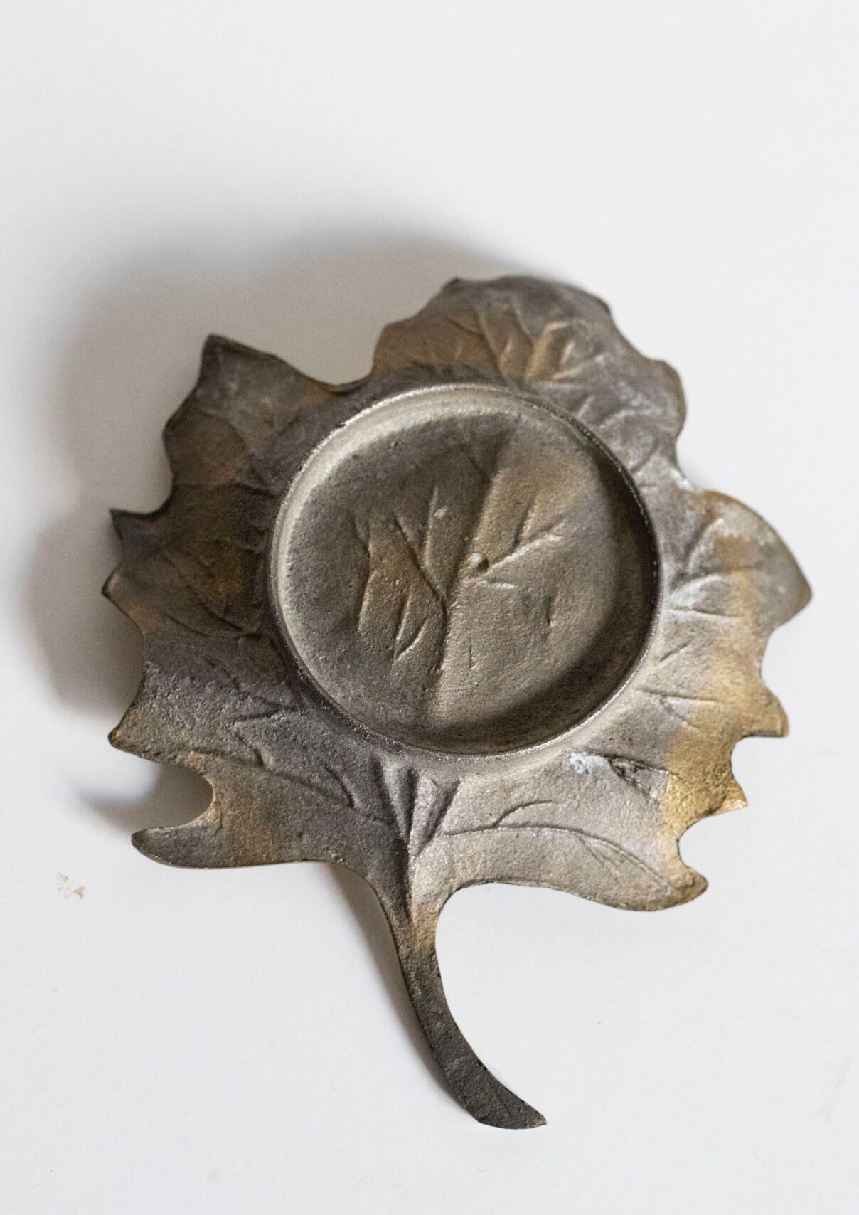 Trinket bowl vintage brass leaf