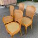 4 Louis XV dining chairs in light solid wood with caning.