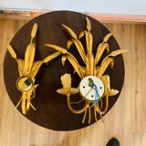 Pair of gilded wall sconces sheaves of wheat