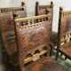 Suite of 9 Henry II chairs in walnut and leather - 1900s