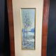 Large watercolor from the early 20th century, signed landscape of a wooded river bank