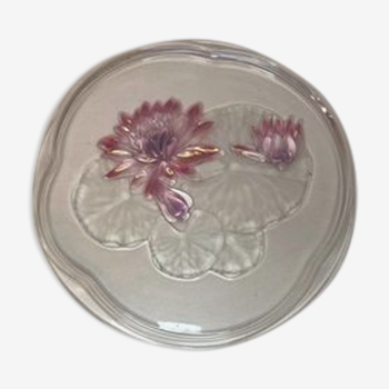 Glass serving tray decoration water lily