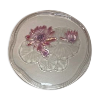 Glass serving tray decoration water lily