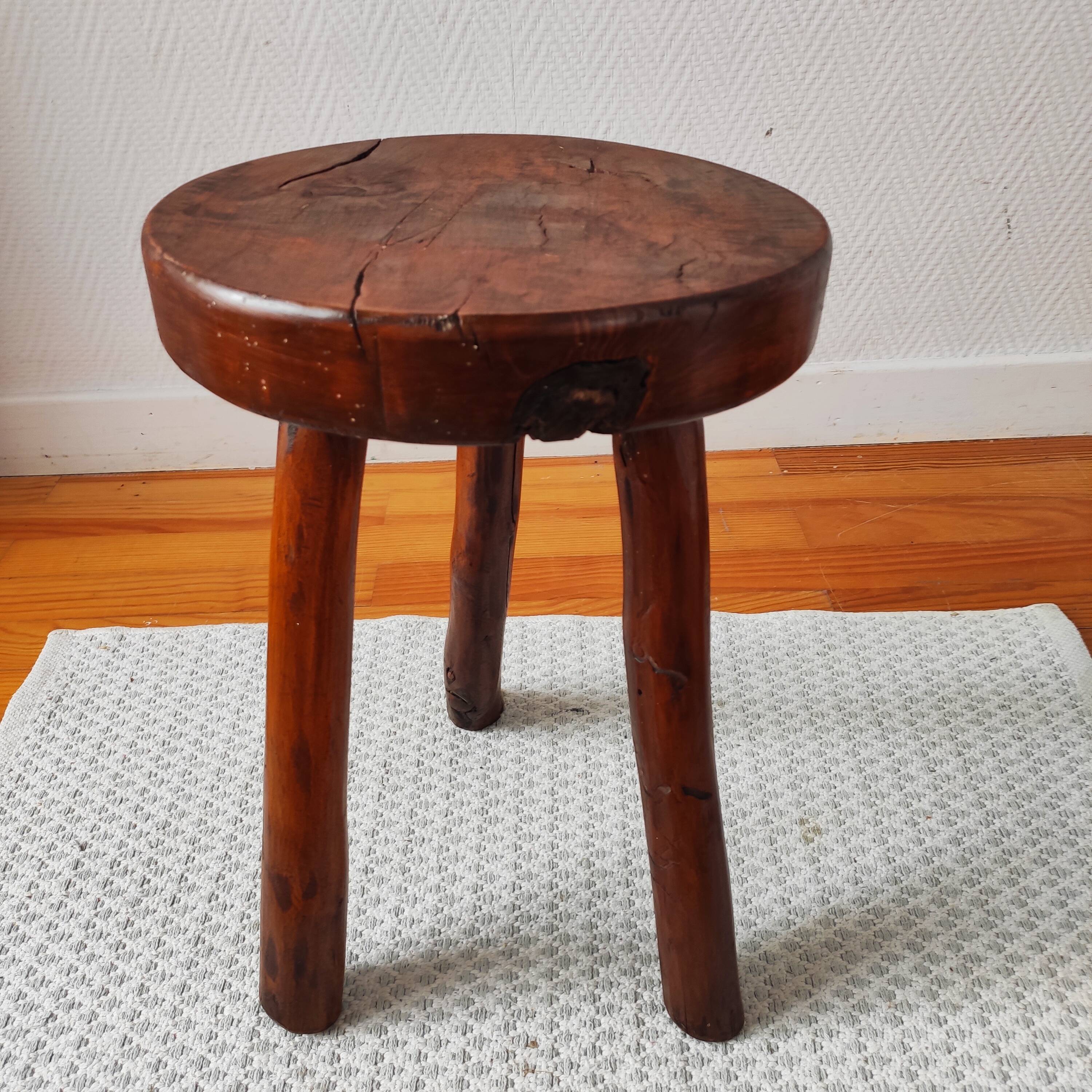 Antique Brutalist Tripod Stool
