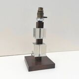 Modernist Art Deco lamp base in wood and glass, France 1930.