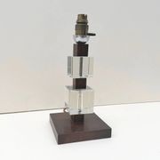 Modernist Art Deco lamp base in wood and glass, France 1930.
