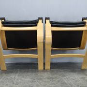 Pair of Leather Lounge Chairs by Åke Fribytter for Nelo Kroken 1960s