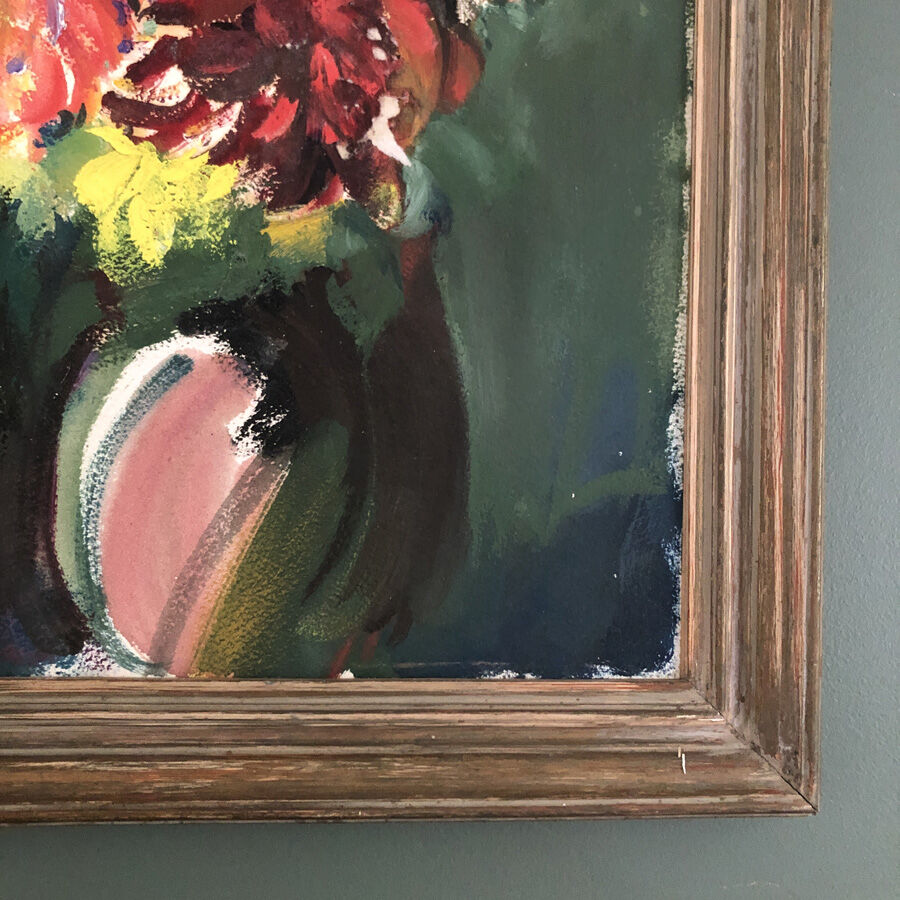 Tableau nature morte bouquet de dahlias
