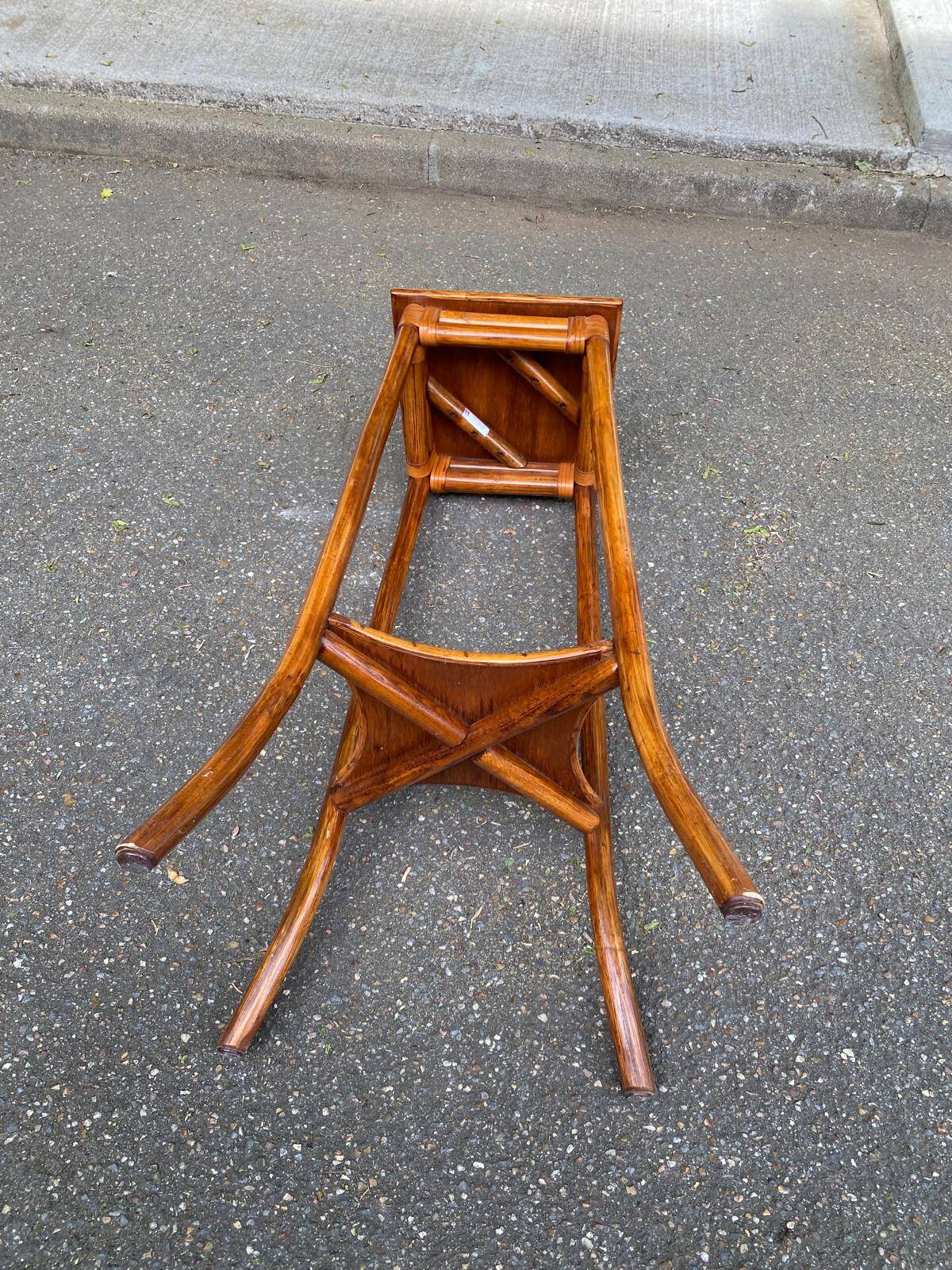 Vintage Art Nouveau shelf in solid wood and bamboo Maugrion Fran