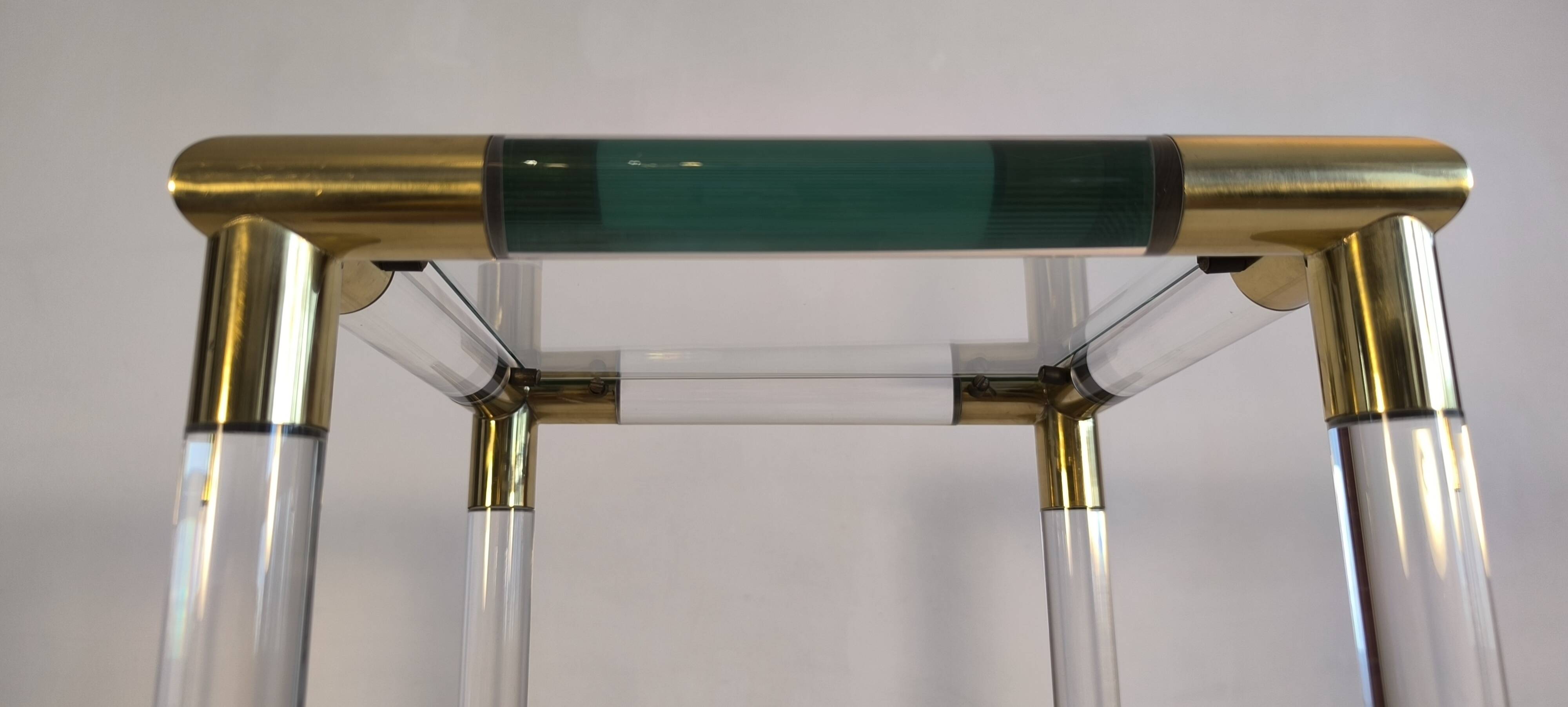 Very beautiful column pedestal by Charles Hollis Jones in Lucite & brass.
