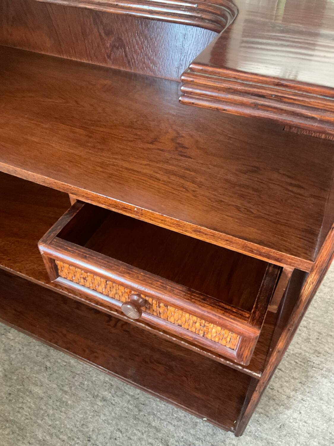 Vintage wooden and rattan counter bar