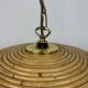 Midcentury Pencil Reed, Rattan, Bamboo and Brass Pendant Hanging Lamp, 1970