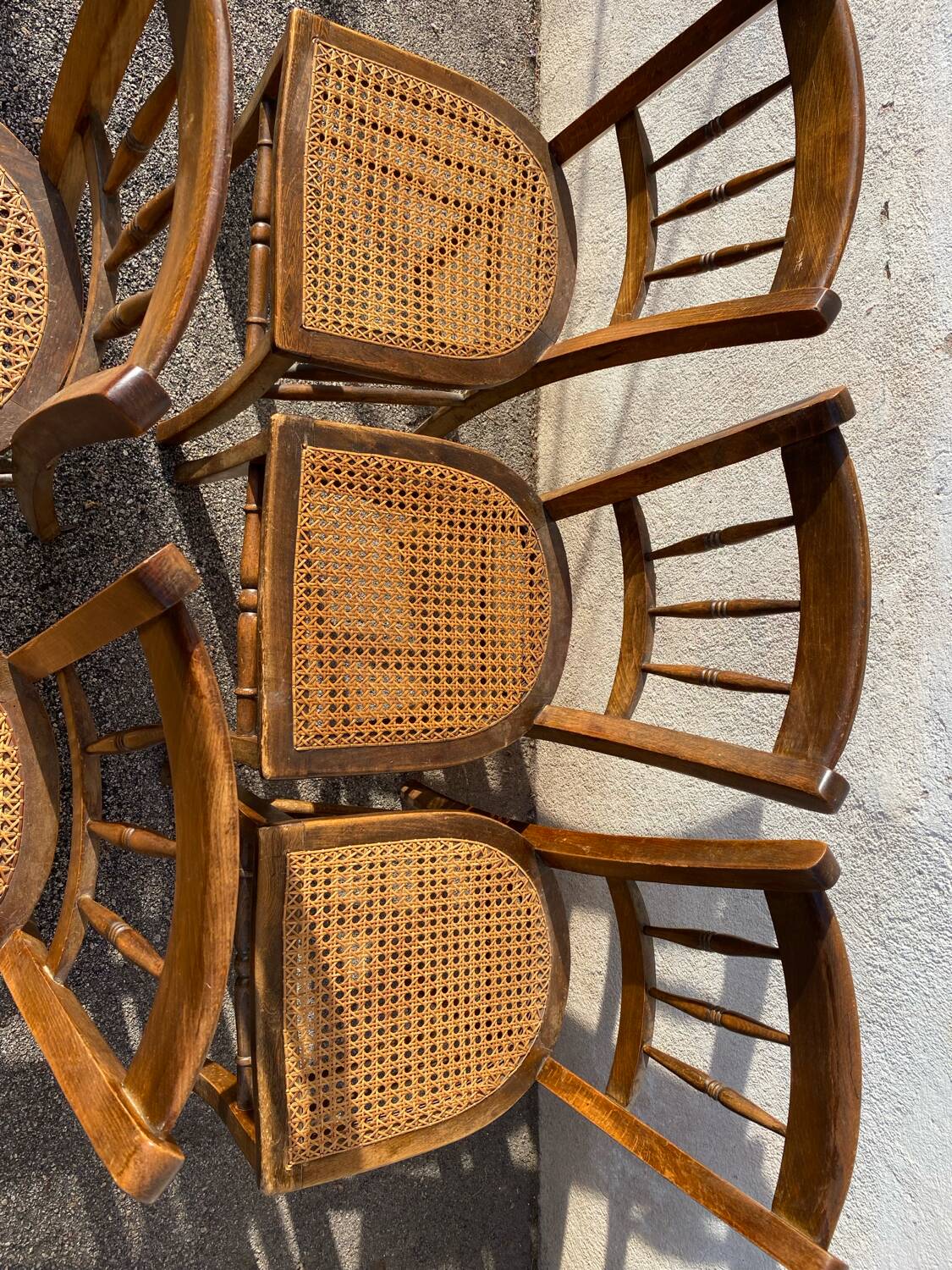Set of 5 caned bistro chairs