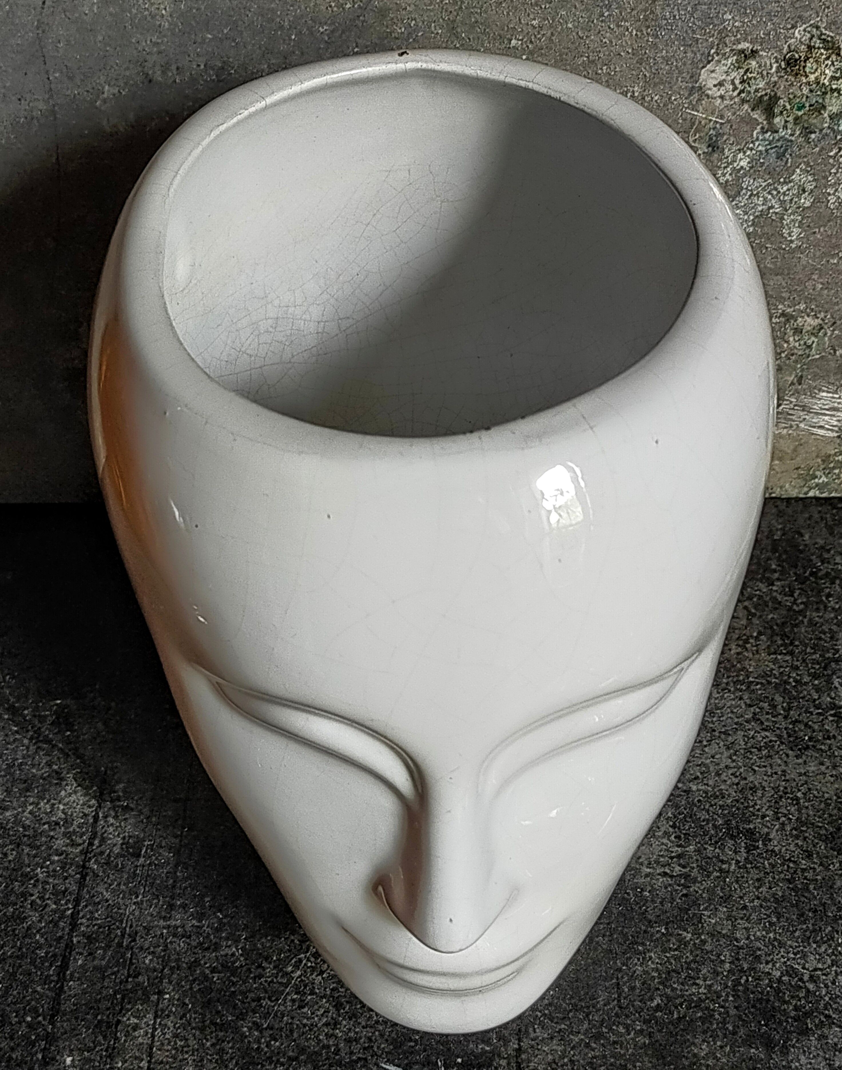 White ceramic pot cover vase 60s