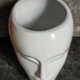 White ceramic pot cover vase 60s