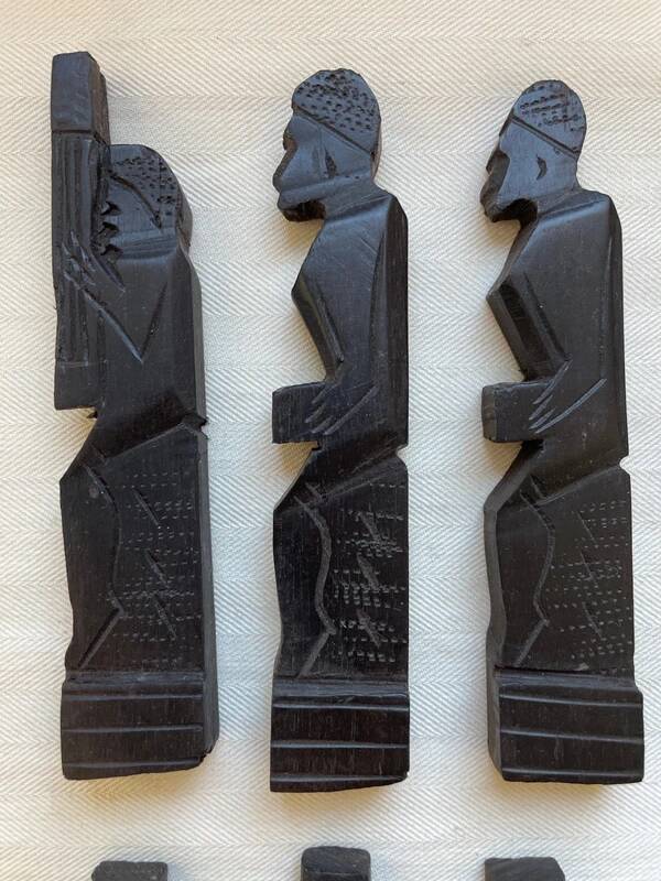 12 Carved Ebony Knife Holders in African Style
