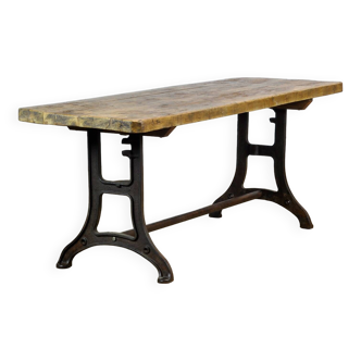 Industrial Table With An Old Pine Top