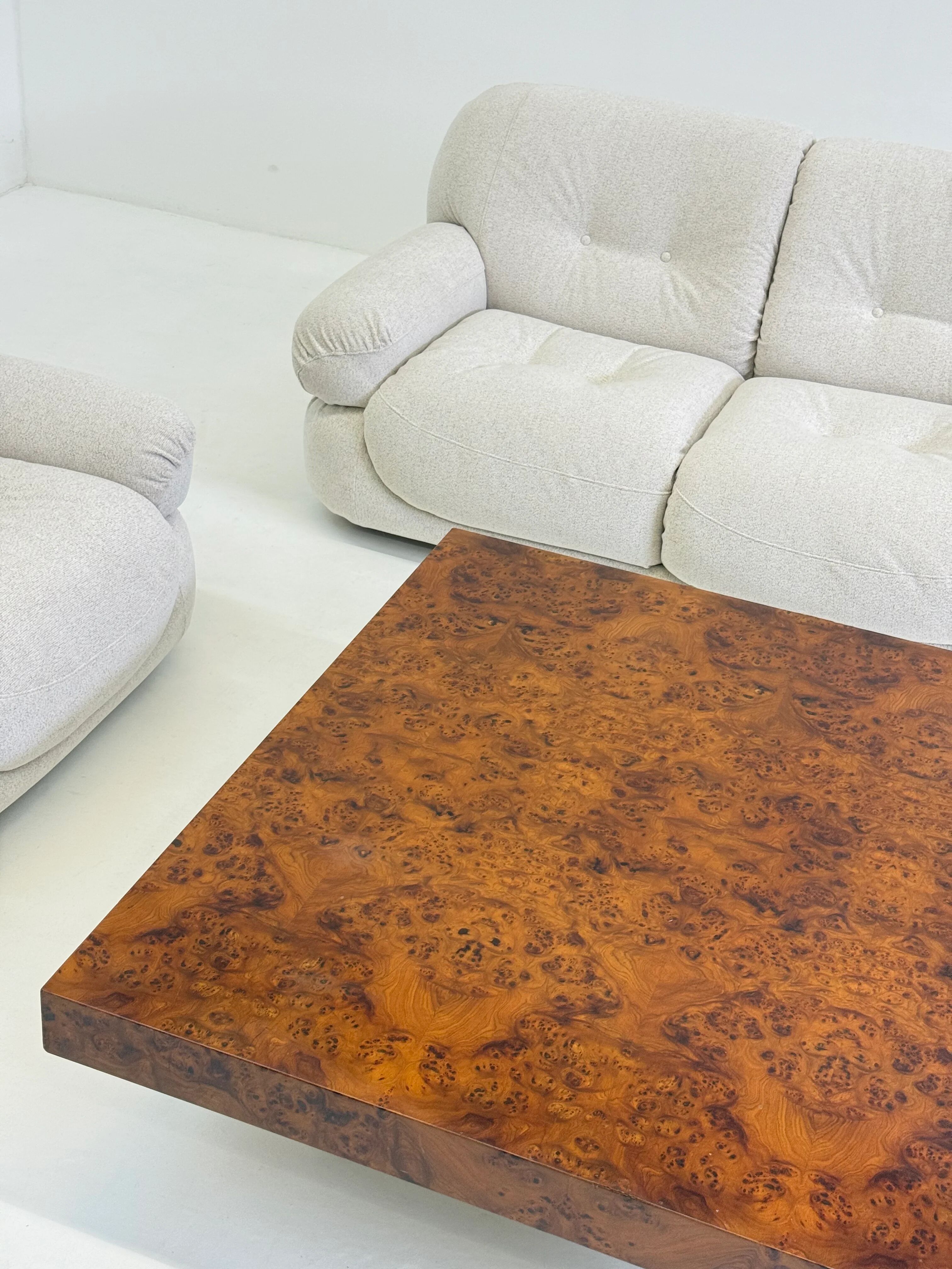 XL square coffee table by Turri in burl wood