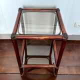 Rattan shelf and smoked glass 1970