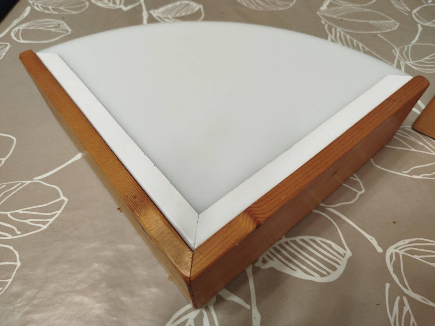 Pair of postmodern wood and plexiglass wall lights from the 1980s.