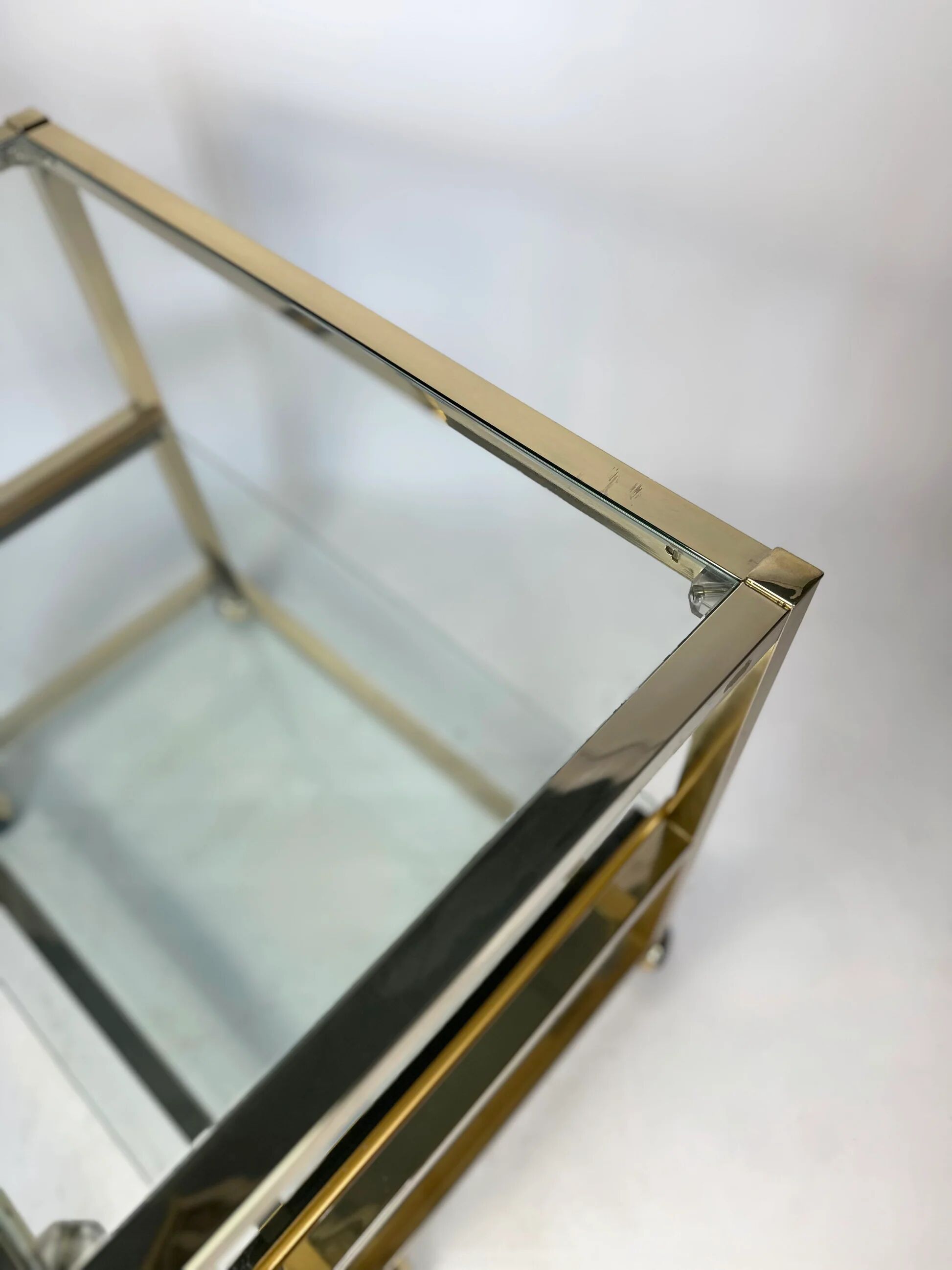 Vintage chrome and gold side table from the 1980s.
