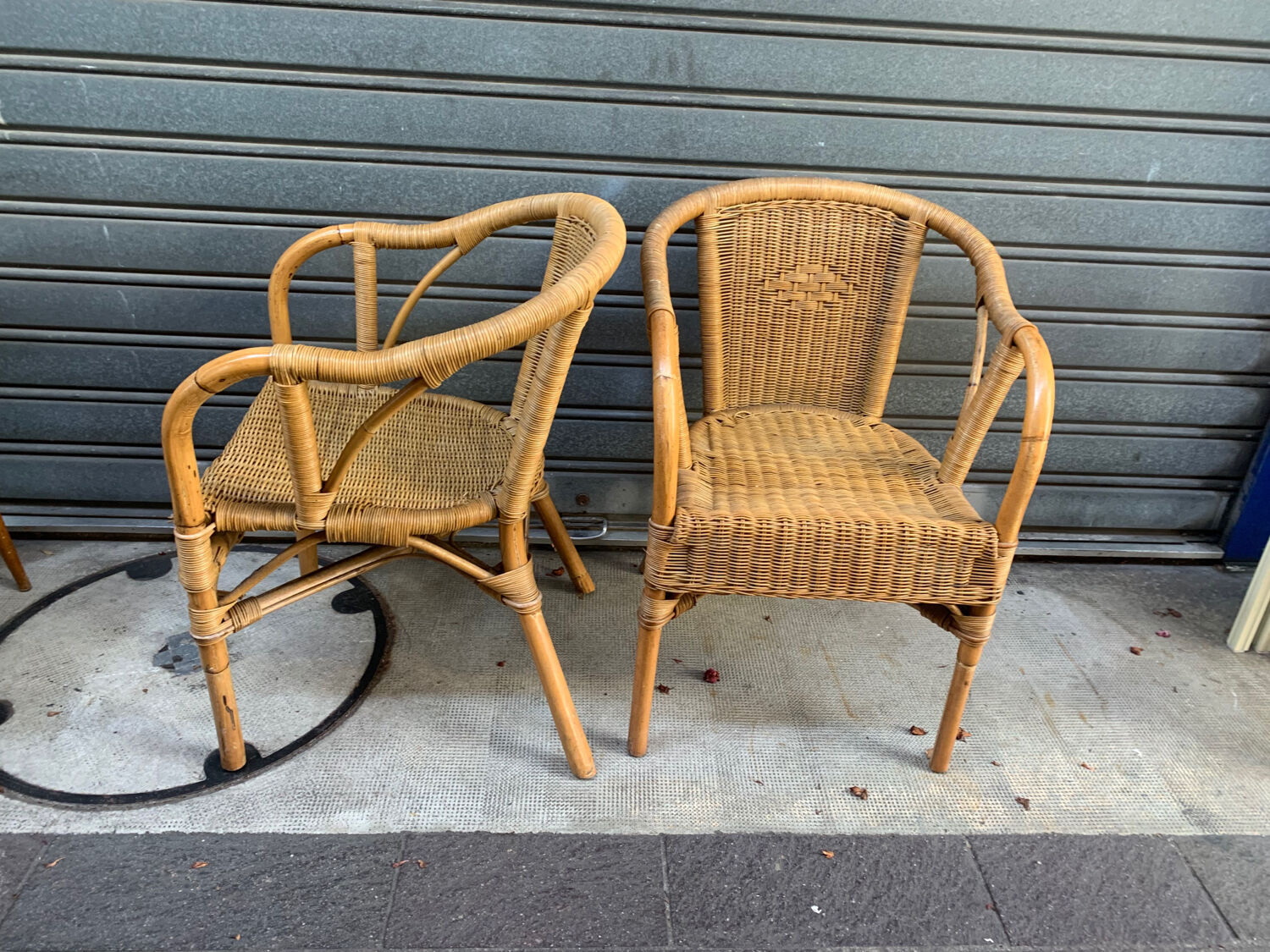 Paire de fauteuils en rotin années 80’