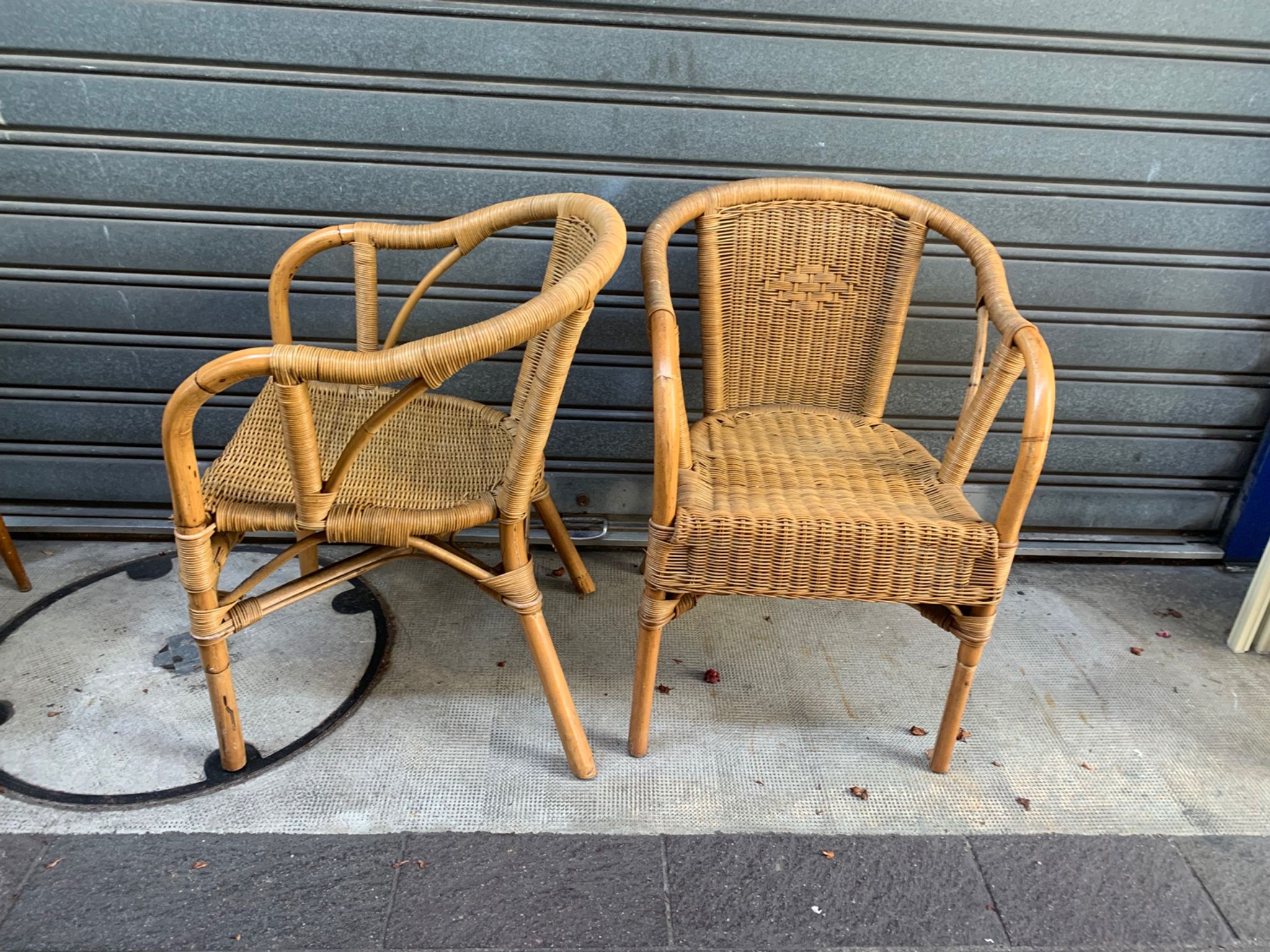 Pair of 80's rattan armchairs