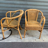 Pair of 80's rattan armchairs