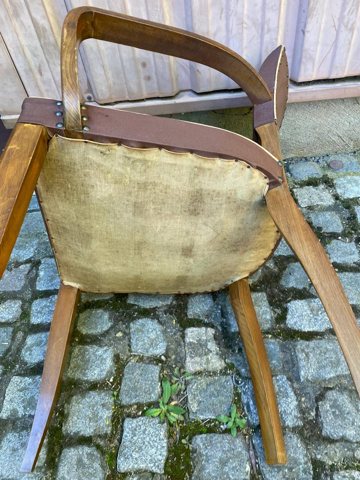 Art Deco bridge armchairs in leather from the 1950s.