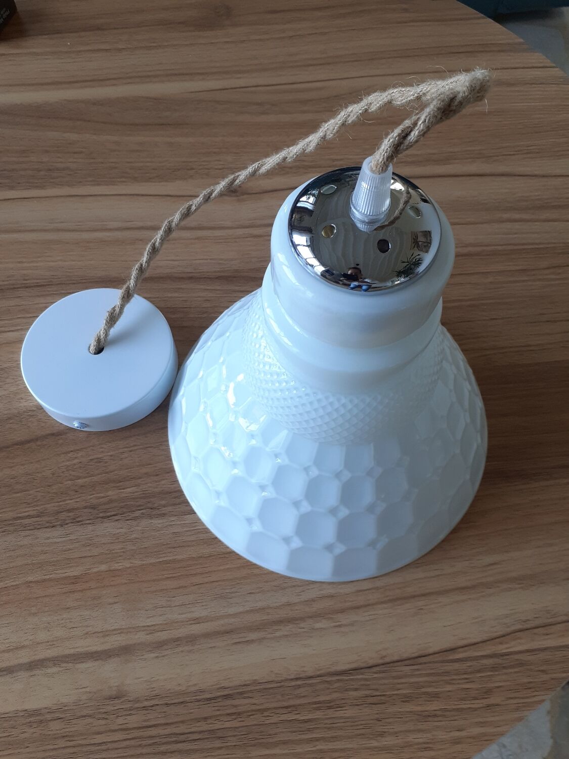 White opaline pendant light