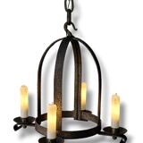 Wrought iron hanging chandelier from the 1950s
