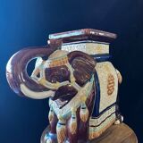 Vintage 70s xl ceramic elephant plant pot - brown