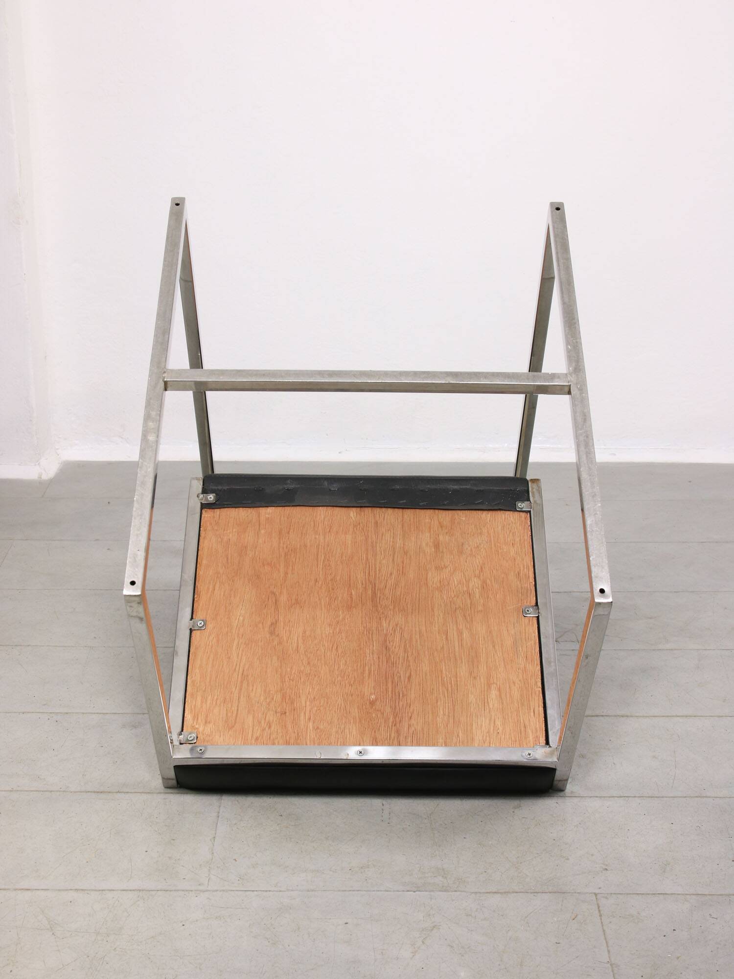 Vintage Bauhaus Black Chair in Chrome and Leatherette