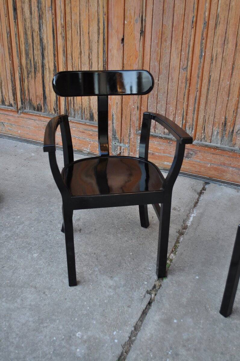 Pair of black Art Deco chairs in wood by Lajos Kozma, Szék és Faárugyár, 1920s