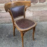 Pair of restaurant chairs bent wood imitation leather 50s