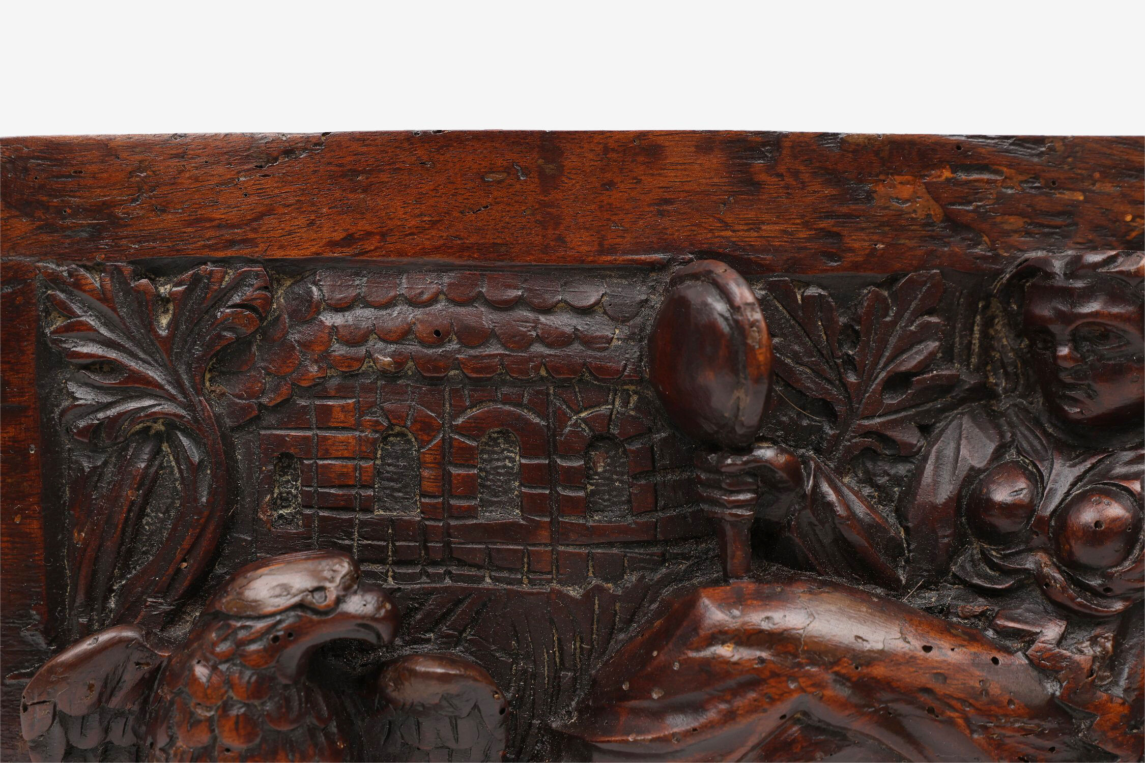 17th Century Gothic Hand Sculpted Oak Panel, Belgium
