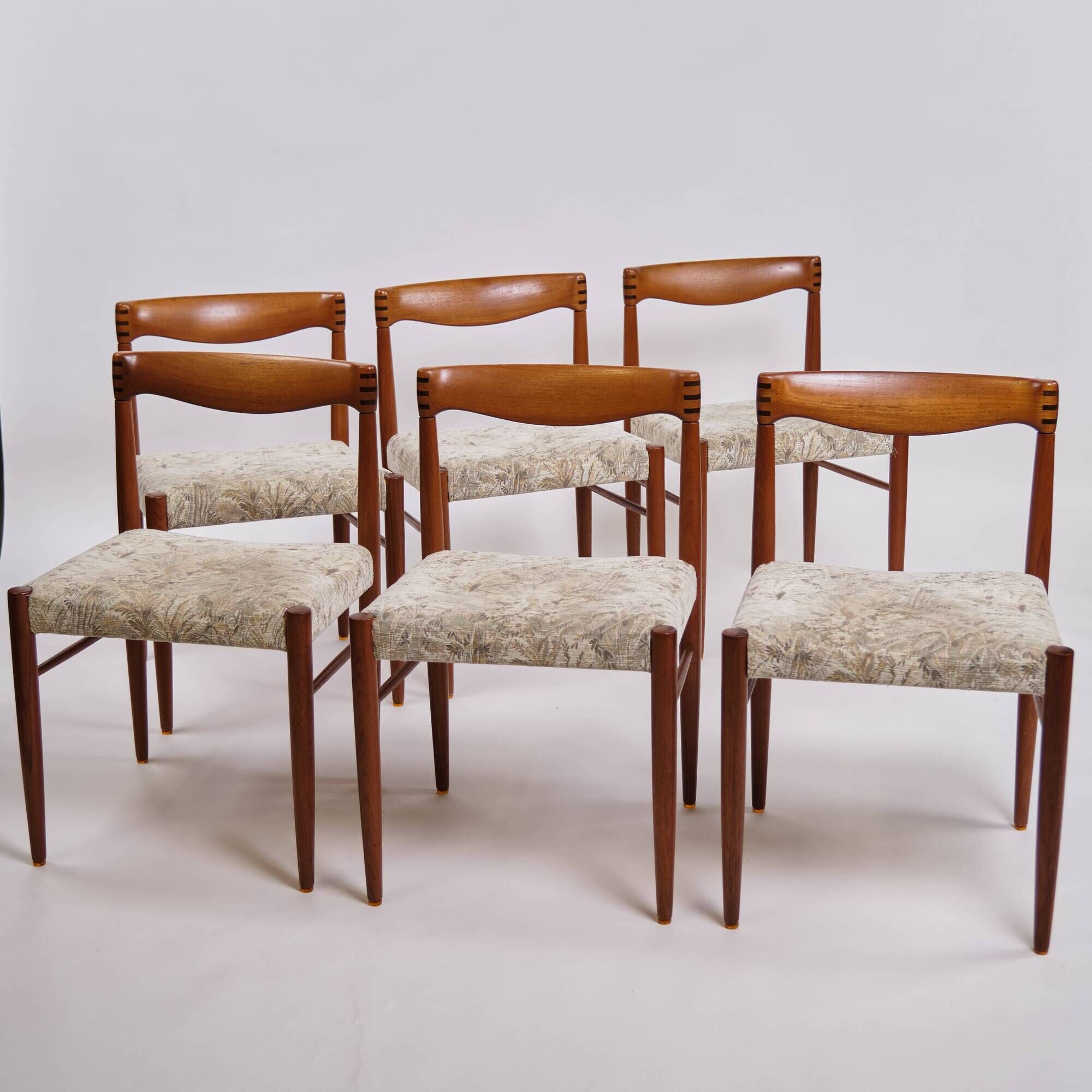 Set of six dining chairs - teak & light upholstery - Henry W. Klein - Bramin - 1960s