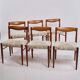 Set of six dining chairs - teak & light upholstery - Henry W. Klein - Bramin - 1960s