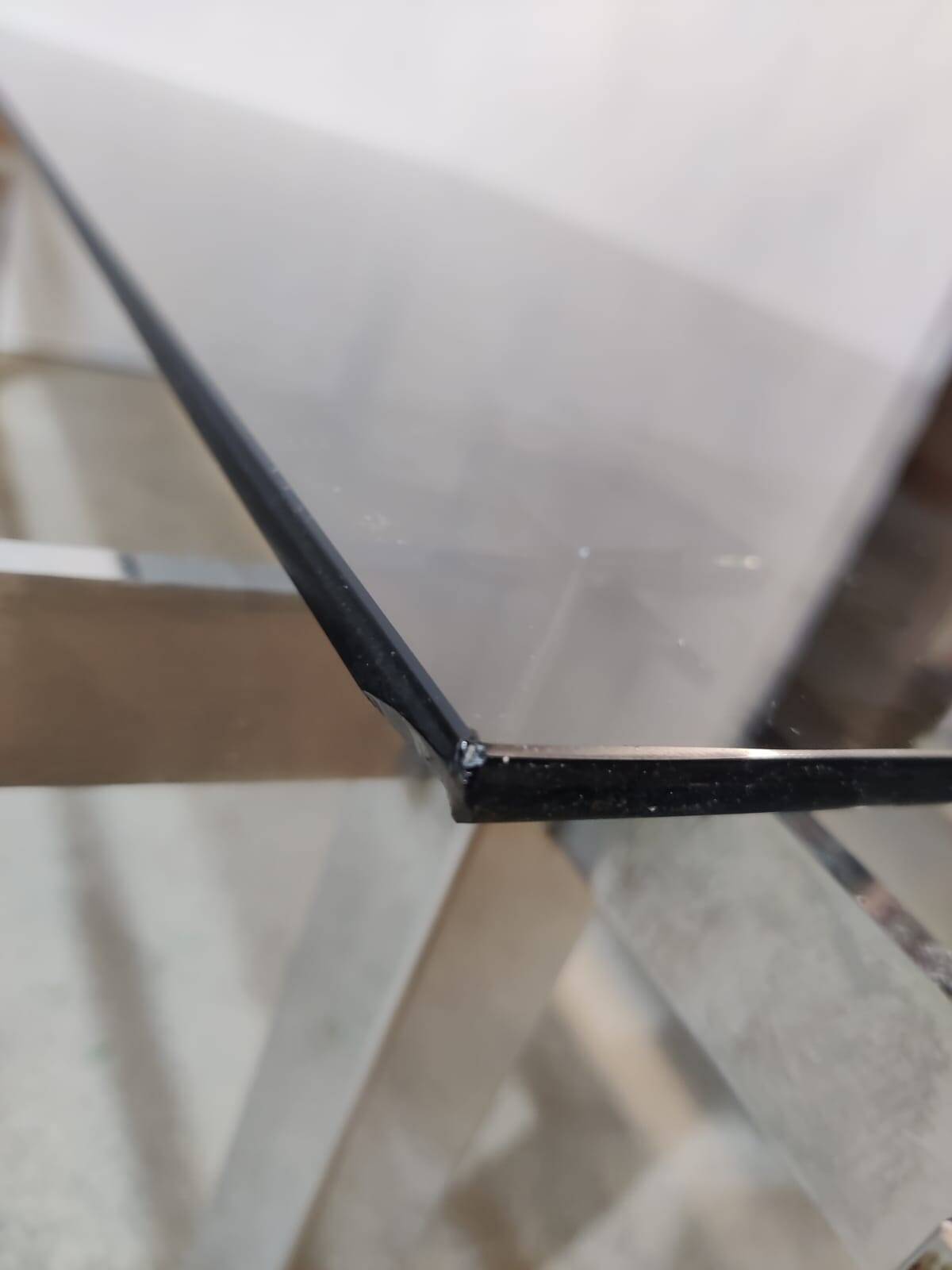 Vintage coffee table in metal and smoked glass