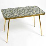 Beautiful Mid Century Modern brass side table with mosaic surface by Münche