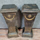 Pair of Louis XVI columns in lacquered and gilded plaster around 1800