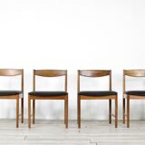 Set Of 4 Midcentury McIntosh Teak And Leatherette Chairs. Vintage Modern