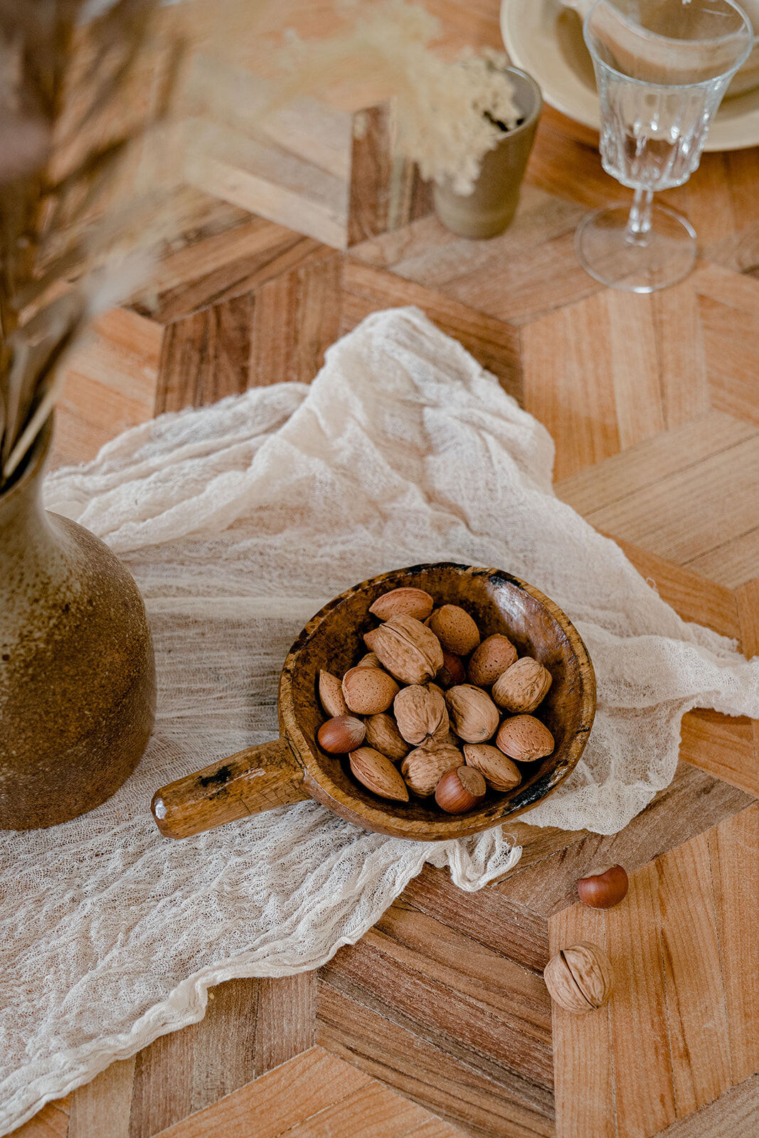 Oval marquetry table – solid wood