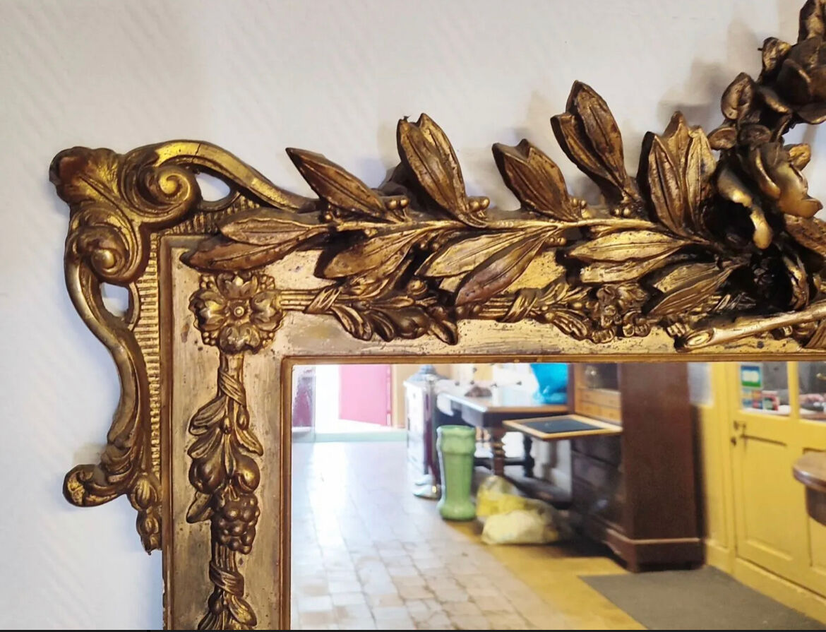 Napoleon III era mirror gilded with gold leaf