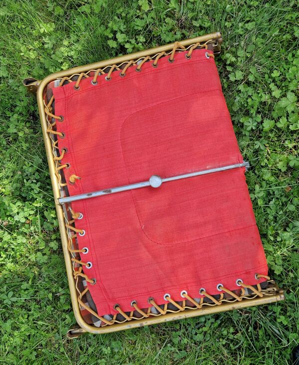 Lit d'appoint, bain de soleil matelassé, Lafuma vintage 1970