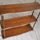 1950s wood and brass wall shelf