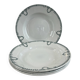 Lot de 4 Assiette creuse en faïence, décor frise verte, st Amand