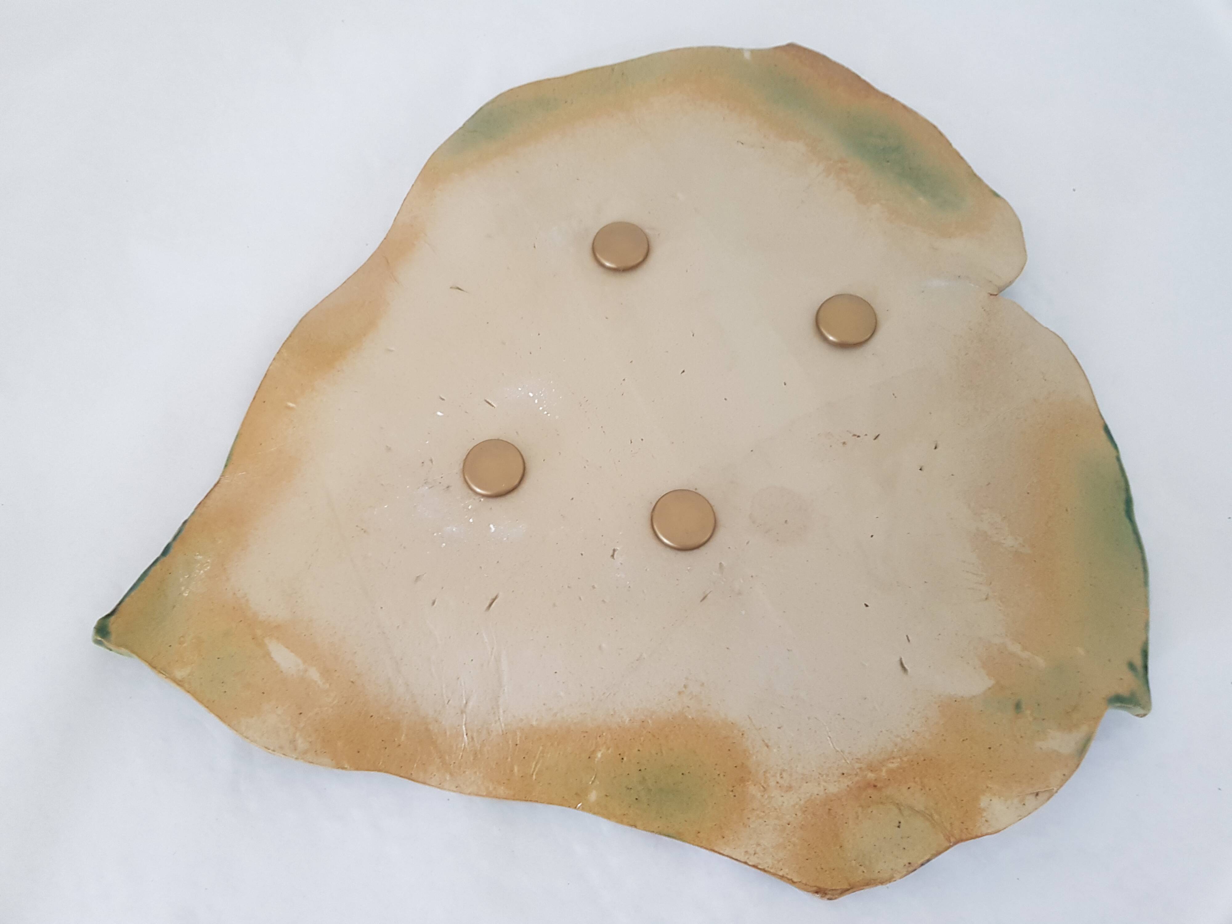 Ceramic Dish Vine Leaf Signature to identify X Luc (40cm)